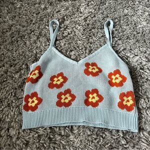 Zara Knit paisley light blue floral tank size medium
